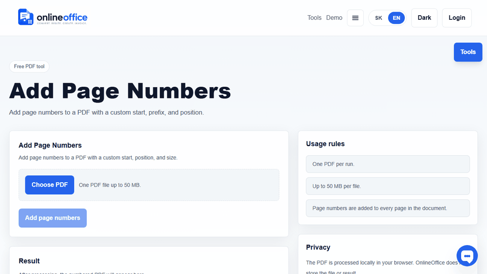 Page numbers
